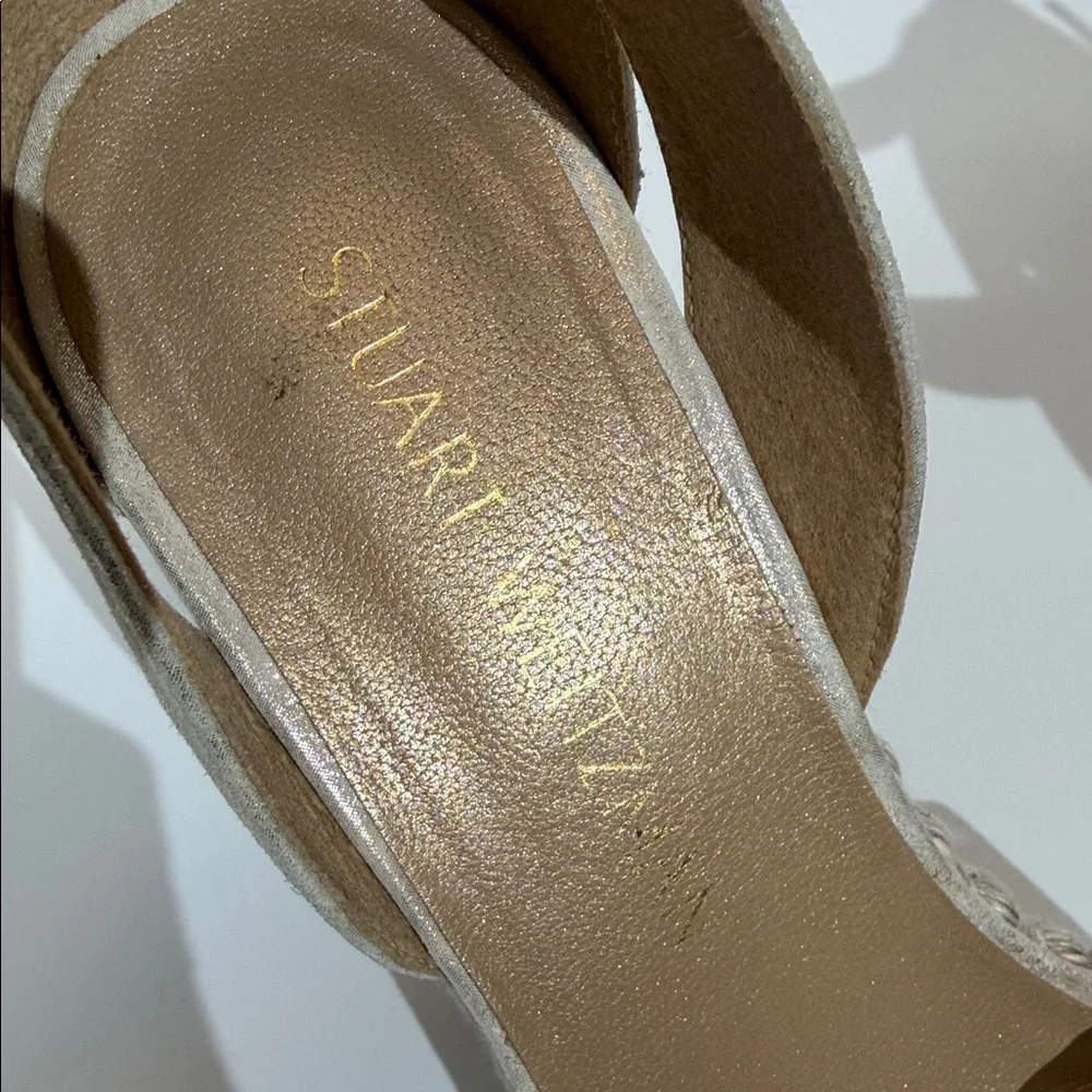 Stuart Weitzman Mostly Platform Wedge Sandal Size 6 Gold Espadrille